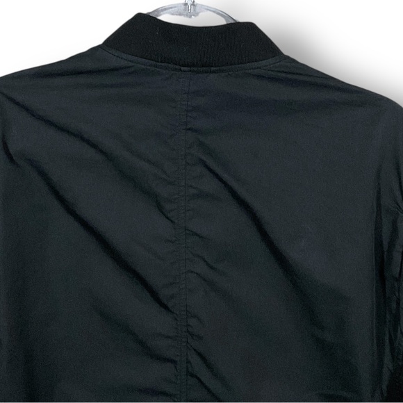 All Saints Mens Bomber Jacket Sz L Lightweight Cotton Moto Black Outdoor - Picture 8 of 13